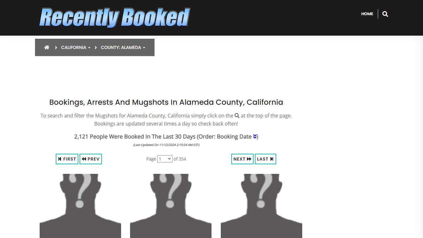 Bookings, Arrests and Mugshots in Alameda County, California