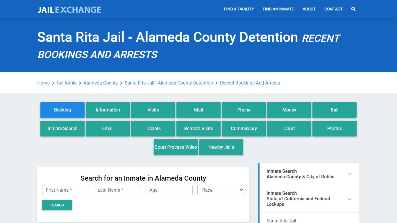 Alameda County Detention Recent Bookings And Arrests - Jail Exchange